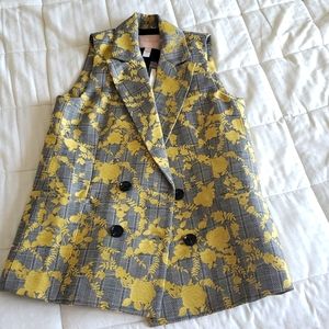 Hutch sleeveless blazer vest with yellow embroidery NWT XXS